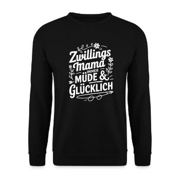 Zwillingsmama Zwillings Mutter, Mama von Zwillinge - Unisex Pullover - Schwarz - Vorne - Alina (178cm) & Michal (187cm)