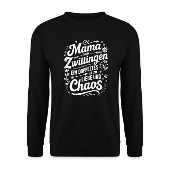 Mama von Zwillingen Zwillingsmama Zwillings Mutter - Unisex Pullover - Schwarz - Vorne - Alina (178cm) & Michal (187cm)