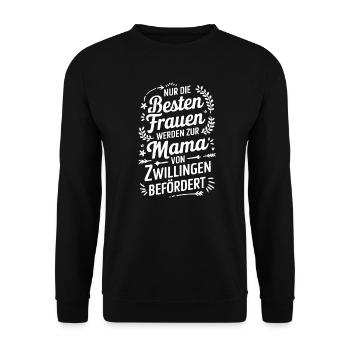 Zwillingsmama Zwillings Mutter, Mama von Zwillinge - Unisex Pullover - Schwarz - Vorne - Alina (178cm) & Michal (187cm)