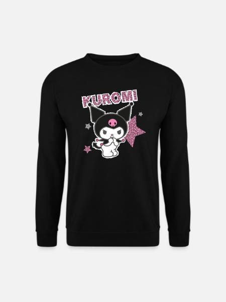 Kuromi Mit Schriftzug Und Sternen Im Leo Stile - Unisex Pullover - Schwarz