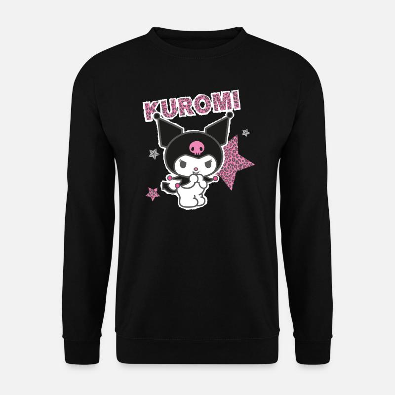 Kuromi Mit Schriftzug Und Sternen Im Leo Stile - Unisex Pullover - Schwarz