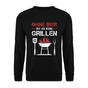 Griller BBQ Grill Grillmeister Grillen Grillparty - Unisex Pullover - Schwarz - Vorne - Alina (178cm) & Michal (187cm)