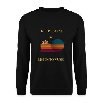 Stay calm and listen to music. - Unisex Sweatshirt - black - Front - Alina (178cm) & Michal (187cm)