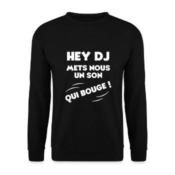 HEY DJ MET NOUS UN SON QUI BOUGE - Sweat-shirt Unisexe - noir - Devant - Alina (178cm) & Michal (187cm)