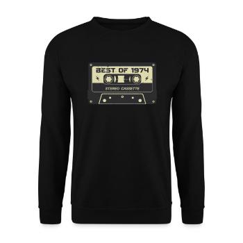 Cassette rétro 1974 vintage 1974 anniversaire 1974 - Sweat-shirt Unisexe - noir - Devant - Alina (178cm) & Michal (187cm)
