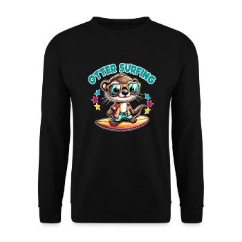 Drôle de loutre surfeuse avec des lunettes de soleil - Sweat-shirt Unisexe - noir - Devant - Alina (178cm) & Michal (187cm)