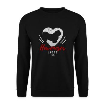 Havaneser Liebe mit Herz - Unisex Pullover - Schwarz - Vorne - Alina (178cm) & Michal (187cm)