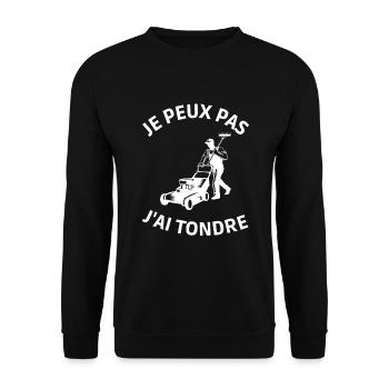 J'peux pas j ai tondre tenue râteau tondeuse gazon - Sweat-shirt Unisexe - noir - Devant - Alina (178cm) & Michal (187cm)