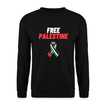 t shirt free palestine - Sweat-shirt Unisexe - noir - Devant - Alina (178cm) & Michal (187cm)