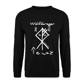 Wolf Teiwaz in weiß - Unisex Pullover - Schwarz - Vorne - Alina (178cm) & Michal (187cm)