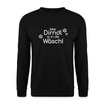 Mei Dirndl is in de Wäsch - Unisex Pullover - Schwarz - Vorne - Alina (178cm) & Michal (187cm)