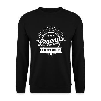 legends are born october October birthday - Unisex Sweatshirt - black - Front - Alina (178cm) & Michal (187cm)
