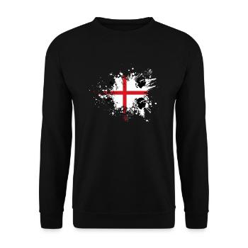 Sardinien Flagge Klecks Sardische Fahne Spritzer - Unisex Pullover - Schwarz - Vorne - Alina (178cm) & Michal (187cm)