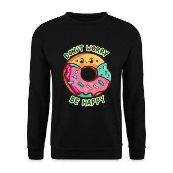 Don't Worry, Be Happy T-Shirt - gute Laune - Unisex Pullover - Schwarz - Vorne - Alina (178cm) & Michal (187cm)