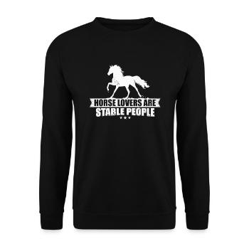 Horse lovers are stable people - Unisex Pullover - Schwarz - Vorne - Alina (178cm) & Michal (187cm)