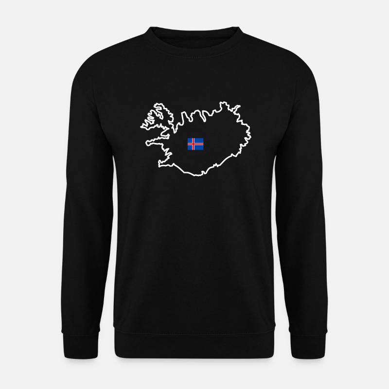 Island - Kontur der Insel (weiß) - Unisex Pullover - Schwarz