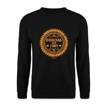 Used look Original seit - 1967 - RAHMENLOS Vintage - Unisex Pullover - Schwarz - Vorne - Alina (178cm) & Michal (187cm)