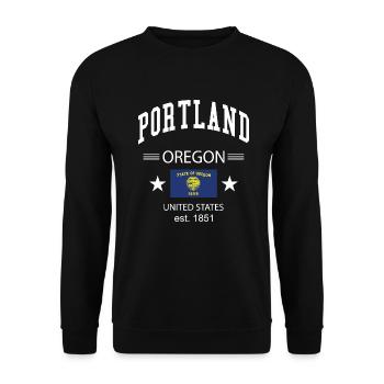 Portland - Unisex Pullover - Schwarz - Vorne - Alina (178cm) & Michal (187cm)