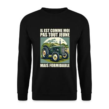 il est comme moi pas tout jeune mais formidable - Sweat-shirt Unisexe - noir - Devant - Alina (178cm) & Michal (187cm)