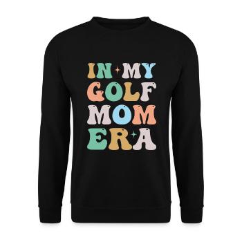 In My Golf Mom Era Groovy Retro - Unisex Sweatshirt - black - Front - Alina (178cm) & Michal (187cm)