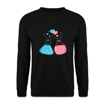 Blaue und rosa chemische Flaschen haben Chemie - Unisex Pullover - Schwarz - Vorne - Alina (178cm) & Michal (187cm)