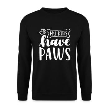 Meine Kinder haben Pfoten - Unisex Pullover - Schwarz - Vorne - Alina (178cm) & Michal (187cm)
