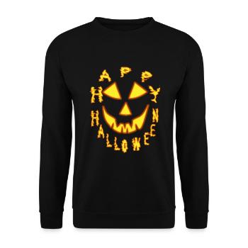 Der Zauber von Halloween in Gelb - Unisex Pullover - Schwarz - Vorne - Alina (178cm) & Michal (187cm)