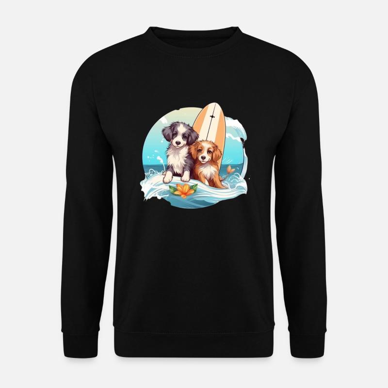 Deux chiens de surf - Sweat-shirt Unisexe - noir