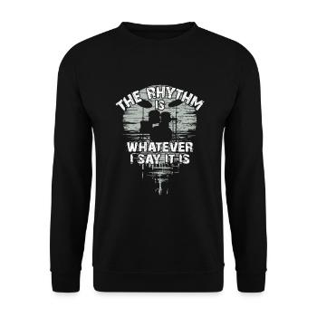 Drumset Silhouette mit Spiegelung lustiger Spruch - Unisex Pullover - Schwarz - Vorne - Alina (178cm) & Michal (187cm)