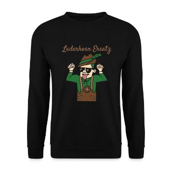 Lederhosn Ersatz Lederhose Ersatz Lederhosn - Unisex Pullover - Schwarz - Vorne - Alina (178cm) & Michal (187cm)
