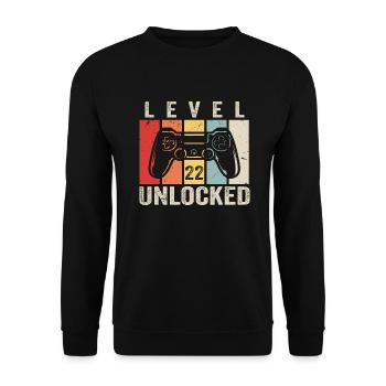 Level 22 Unlocked 22 Year Old Birthday Gift - Unisex Sweatshirt - black - Front - Alina (178cm) & Michal (187cm)