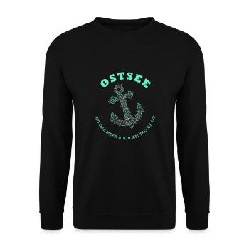 Ostsee - wo das Meer auch am Tag ist Urlaub Strand - Unisex Pullover - Schwarz - Vorne - Alina (178cm) & Michal (187cm)