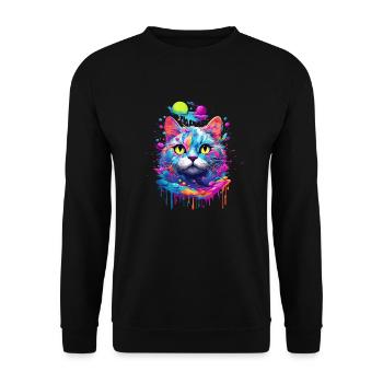 Chat Pop Art - Sweat-shirt Unisexe - noir - Devant - Alina (178cm) & Michal (187cm)