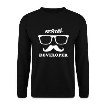 Senor / Senior Developer | Sombrero Developer - Unisex Sweatshirt - black - Front - Alina (178cm) & Michal (187cm)