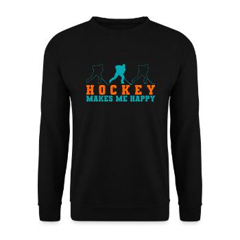 Hockey makes me happy - Unisex Sweatshirt - black - Front - Alina (178cm) & Michal (187cm)