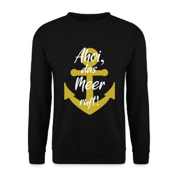 Ahoi das Meer ruft - Unisex Pullover - Schwarz - Vorne - Alina (178cm) & Michal (187cm)
