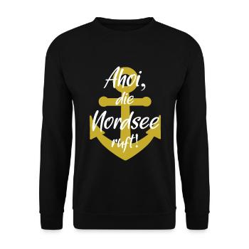 Ahoi die Nordsee ruft - Unisex Pullover - Schwarz - Vorne - Alina (178cm) & Michal (187cm)