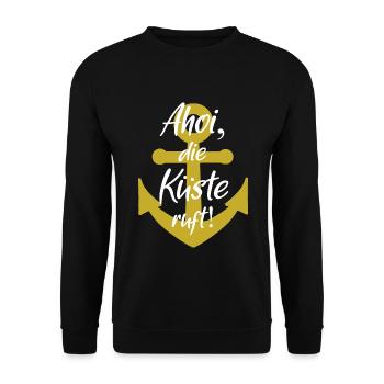 Ahoy the Coast Is Calling - Anchor - Unisex Sweatshirt - black - Front - Alina (178cm) & Michal (187cm)