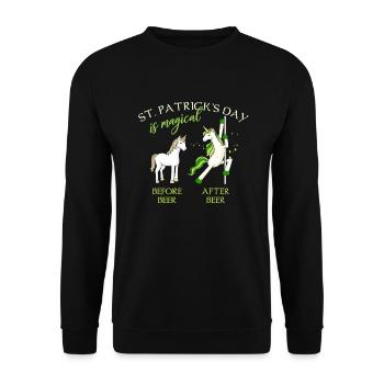St. Patricks Day is magical Einhorn Bier Lustig - Unisex Sweatshirt - black - Front - Alina (178cm) & Michal (187cm)