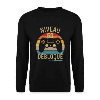 Niveau 50 Débloqué - Sweat-shirt Unisexe - noir - Devant - Alina (178cm) & Michal (187cm)