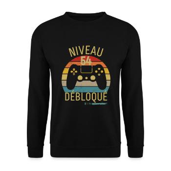 Niveau 54 Débloqué - Sweat-shirt Unisexe - noir - Devant - Alina (178cm) & Michal (187cm)