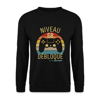 NIVEAU 58 DÉBLOQUÉ - Sweat-shirt Unisexe - noir - Devant - Alina (178cm) & Michal (187cm)