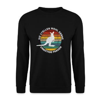 Känguru Witzige Sprüche Motiv - Unisex Pullover - Schwarz - Vorne - Alina (178cm) & Michal (187cm)