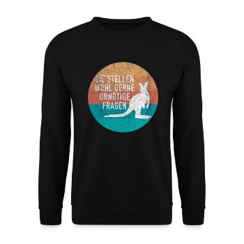 Känguru Witzige Sprüche Motiv - Unisex Pullover - Schwarz - Vorne - Alina (178cm) & Michal (187cm)