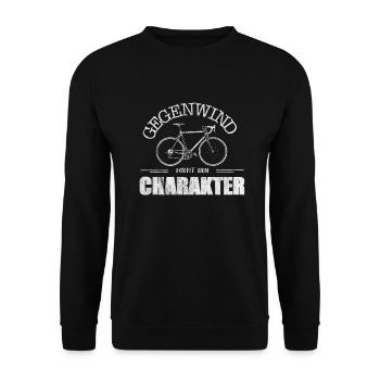 Gegenwind formt den Charakter Fahrrad Mountainbike - Unisex Pullover - Schwarz - Vorne - Alina (178cm) & Michal (187cm)