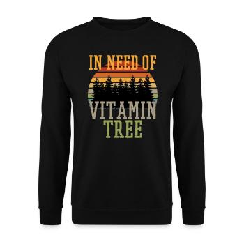 Forest bathing Forest love saying VITAMIN TREE Forest trees - Unisex Sweatshirt - black - Front - Alina (178cm) & Michal (187cm)