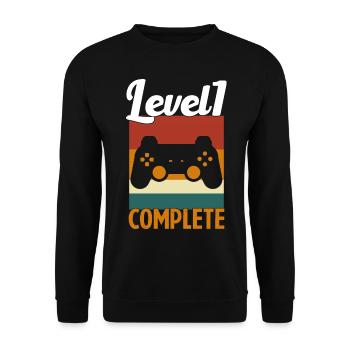 Niveau 1 Complete - Cadeau anniversaire - Sweat-shirt Unisexe - noir - Devant - Alina (178cm) & Michal (187cm)