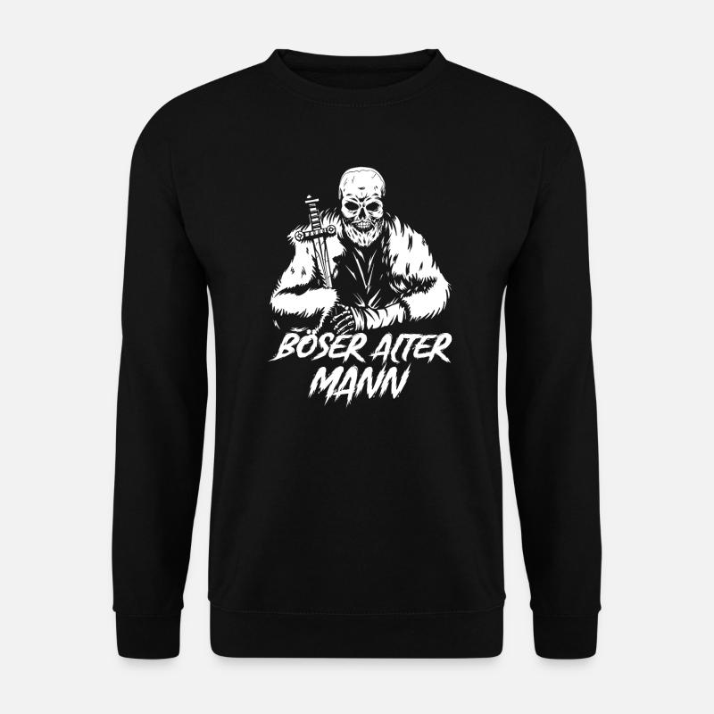 Wikinger Böser Alter Mann Totenkopf Geschenkidee - Unisex Pullover - Schwarz