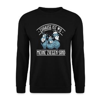 Zuhause ist wo meine Ziegen sind Ziegenbock - Unisex Pullover - Schwarz - Vorne - Alina (178cm) & Michal (187cm)