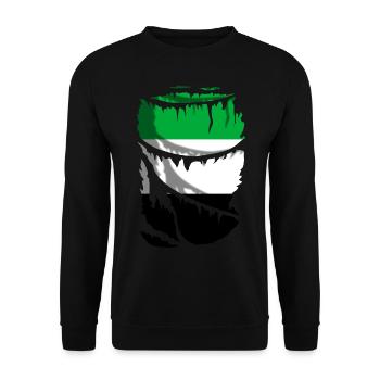 Flagge von Extremadura, originelles Geschenk - Unisex Pullover - Schwarz - Vorne - Alina (178cm) & Michal (187cm)